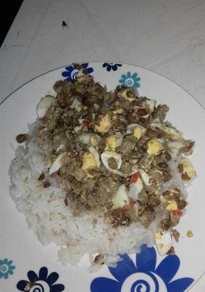 Una foto de Arroz con lentejas y cerdo !!!
