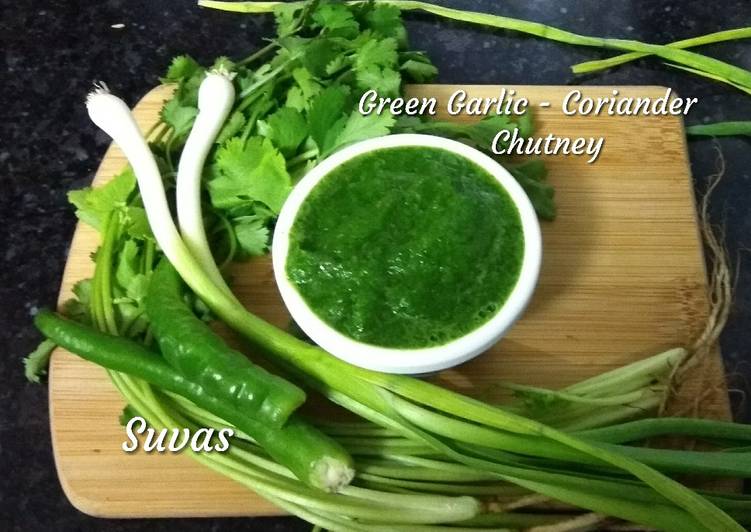 Simple Way to Prepare Super Quick Homemade Green Garlic Coriander Chutney
