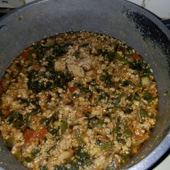 A picture of Minced meat served with rice.