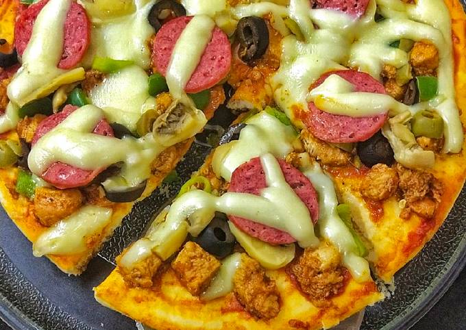 Steps to Make Favorite Chicken fajita pizza 🍕