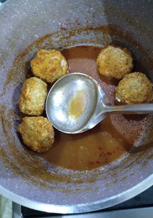 عکسی از دستور کوفته خوشمزه با مرغ 🧆🧆🥫🥫🍚🍚