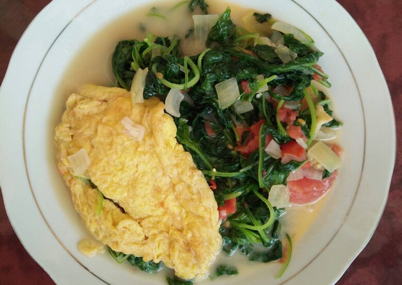 Tumis bayam tomat keju