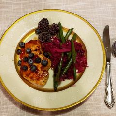 A picture of Purple Up! Cabbage and Green Beans.