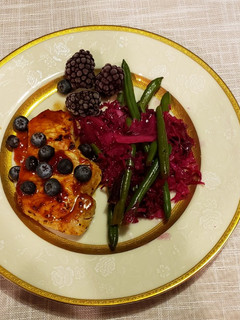 A picture of Purple Up! Cabbage and Green Beans.