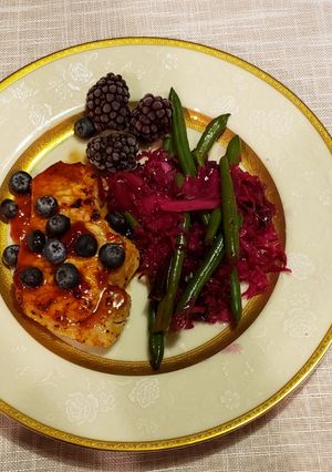 A picture of Purple Up! Cabbage and Green Beans.