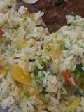 Arroz de brócoli con ensalada de melloco