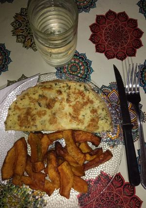 Una foto de Cabutia frito y homelett Keto