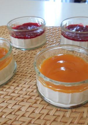 Une photo de Panna cotta abricot ou framboise