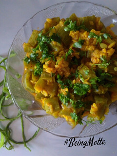 A picture of Ridge gourd- moong dal subzi.