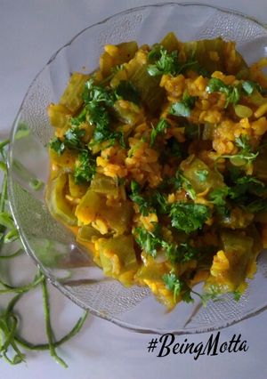 A picture of Ridge gourd- moong dal subzi.