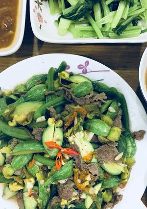 Hình của món Bí nụ xào bò.