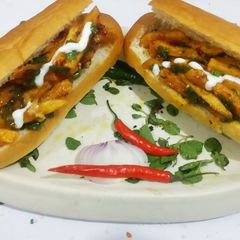 A picture of French fries burger in Achari Mayonnaise.