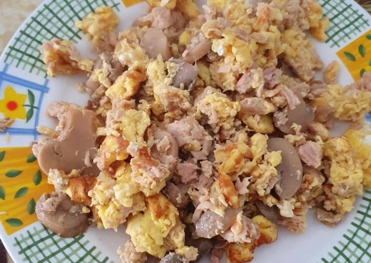 Revuelto de atún 🐟 y champiñones 🍄