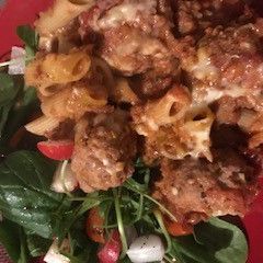 A picture of SW-Friendly Meatball Pasta Bake.
