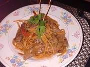Una foto de spaghetti barbacoa