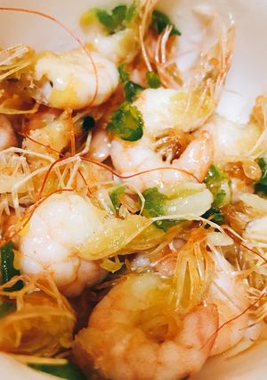 Hình của món Tôm rim ớt xanh.