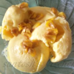 A picture of Corn ice cream with caramelised corn.