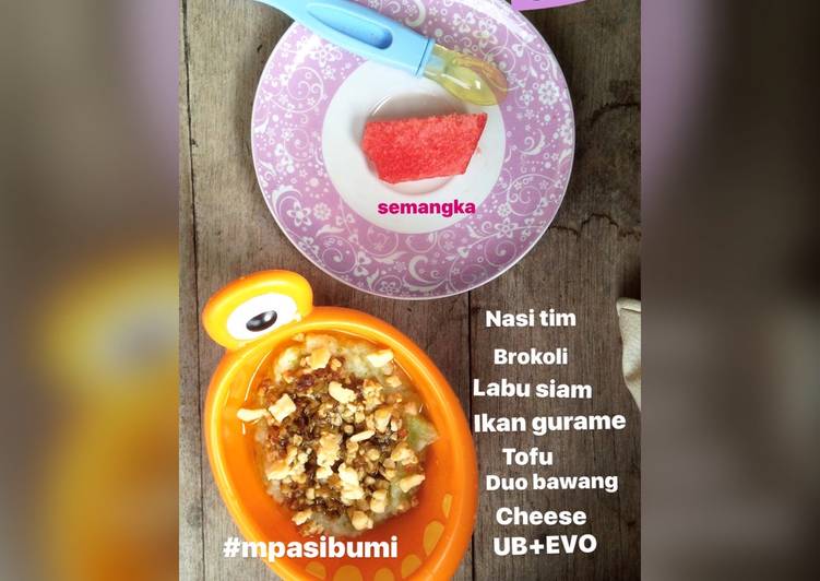 Nasi tim ikan gurame Mpasi 8 bulan