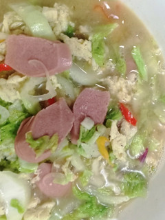 Foto resep Sawi putih cah telur dan sosis