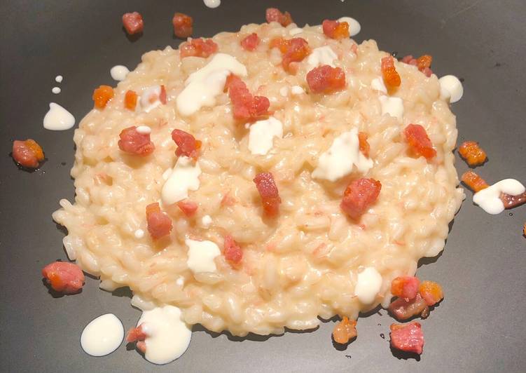 Risotto con panna e pancetta