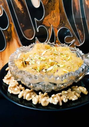 A picture of Saib ka Halwa.