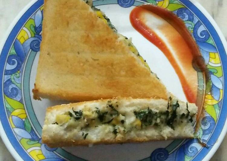 Recipe of Super Quick Homemade Spinach paneer sandwich