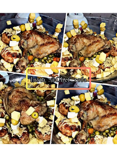 صورة لوصفة جلبانة (بازيلا) بيضاء بدجاج و كريات اللحم مفروم بطاطا مقلية 🥘