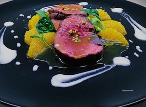 Foto di Filetto di manzo con salsa d'arance e crema di gorgonzola