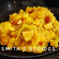A picture of Jackfruit samolina dessert.