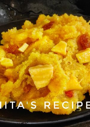 A picture of Jackfruit samolina dessert.