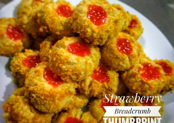 Strawberry breadcrumb thumbprint cookies