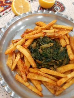 عکسی از دستور سیب زمینی تنوری با اسفناج 😻🌿