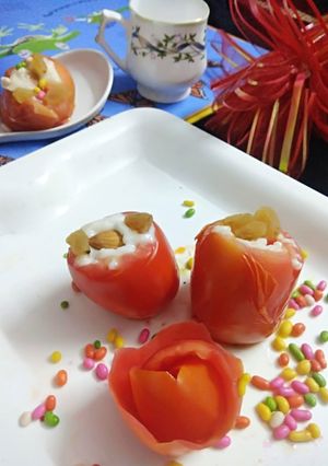 A picture of Baked Tomatoes with Rabdi.