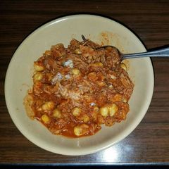 Pozole (Mexican Hominy Stew) A picture of Pozole (Mexican Hominy Stew).