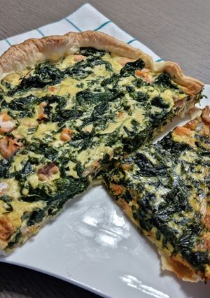 Une photo de °Quiche saumon épinard°