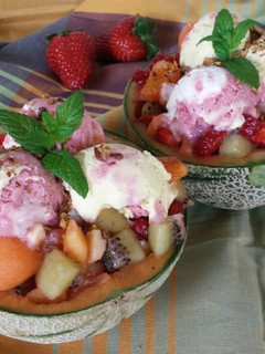 Foto di Melone con macedonia e gelato