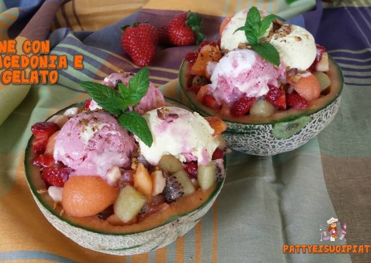 Melone con macedonia e gelato