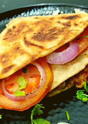 A picture of Roti wrap | Aloo gobhi roti wrap.