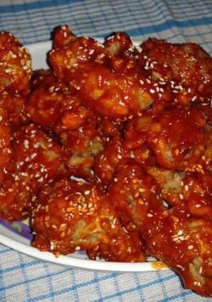 A picture of Korean Spicy Fried Chicken    (Yangnyeom-tongdak).