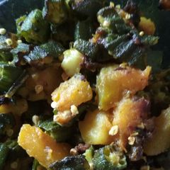 Lady's finger pumpkin stir fry A picture of Lady's finger pumpkin stir fry.