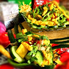 A picture of Mango salsa with kurkure.