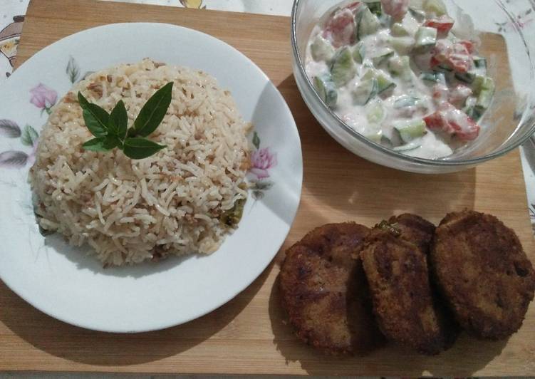 How to Make Ultimate Qeemay rice with shami kabab and vegetables salad