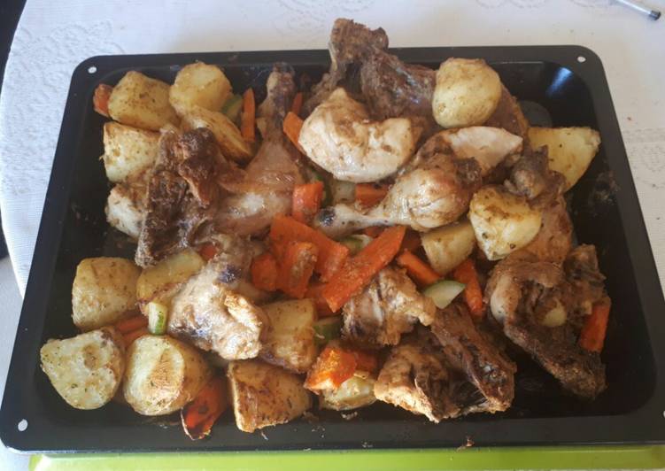 Grilled chicken with vegetables