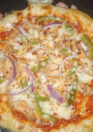 A picture of Fajita seasoning pizza without oven.