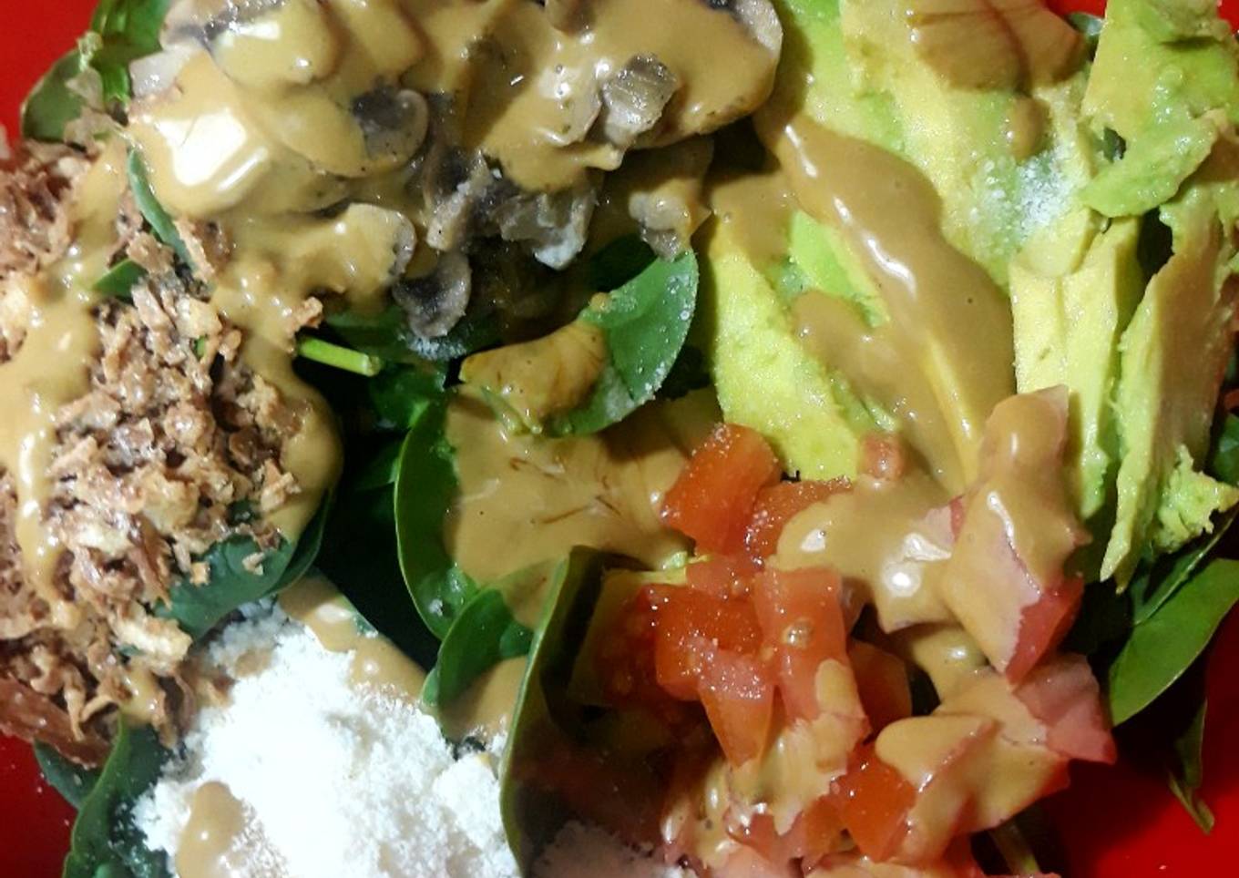 Ensalada de espinacas en salsa miel&mostaza