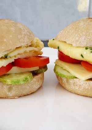 A picture of Vegetarian burger with homemade sourdough bun.