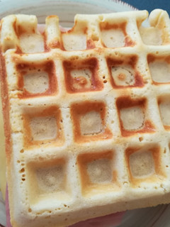 Una foto de Waffles salados con jamón y queso