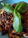 Bolonhesa de Lentilhas pretas, Cogumelos e Tomate seco