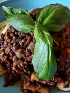 Foto de Bolonhesa de Lentilhas pretas, Cogumelos e Tomate seco