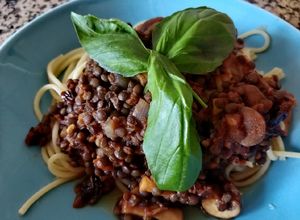 Foto de Bolonhesa de Lentilhas pretas, Cogumelos e Tomate seco